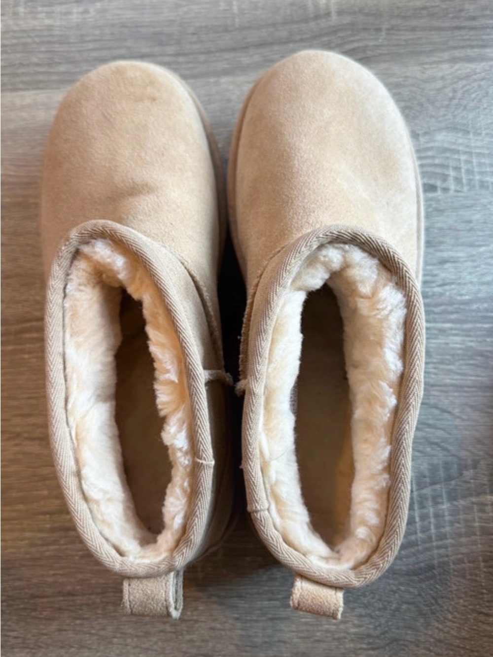Ugg Ultra Mini Slip-On Booties in Light Tan